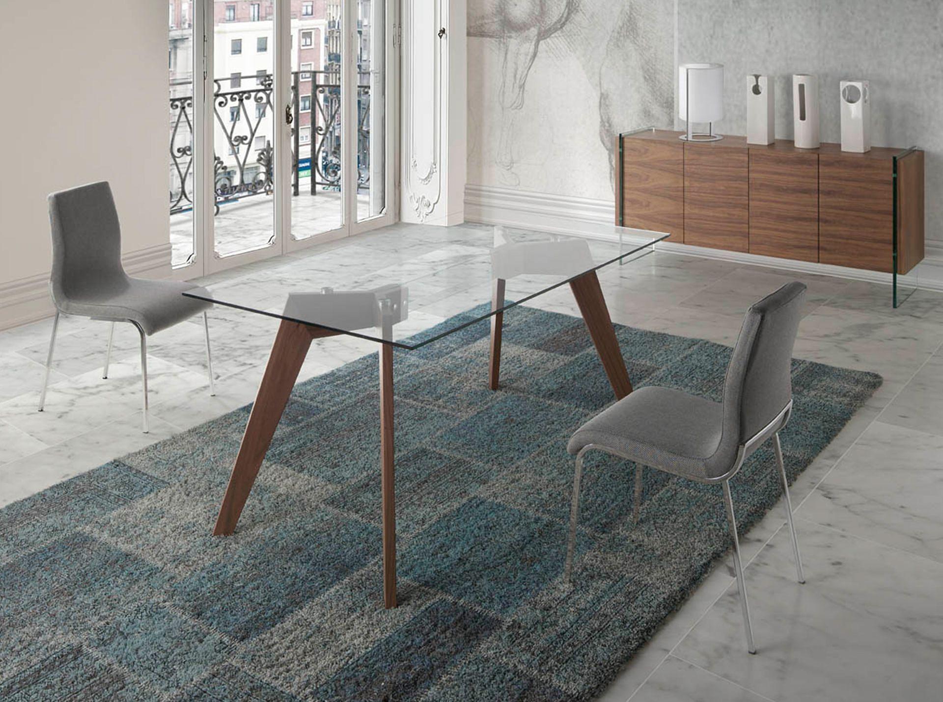 1031 Rectangular dining table wood veneer glass 3