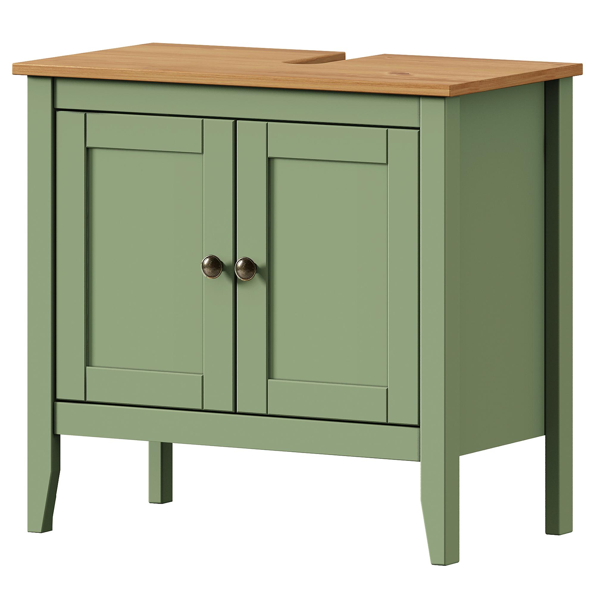 Belleria Typ B Waschbeckenunterschrank Massivholz Grün 0