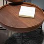 Coffee table walnut veneer faux leather brown Ø 62cm 6