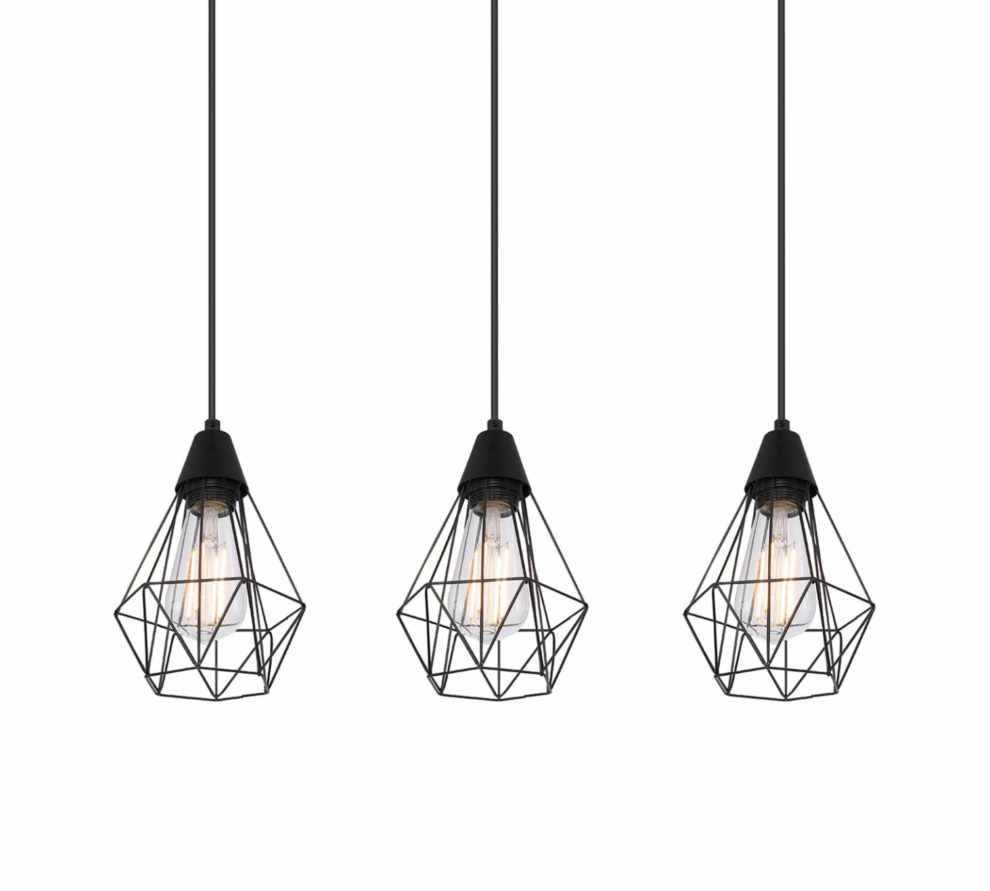 Pendant lamp 3-light iron black 0