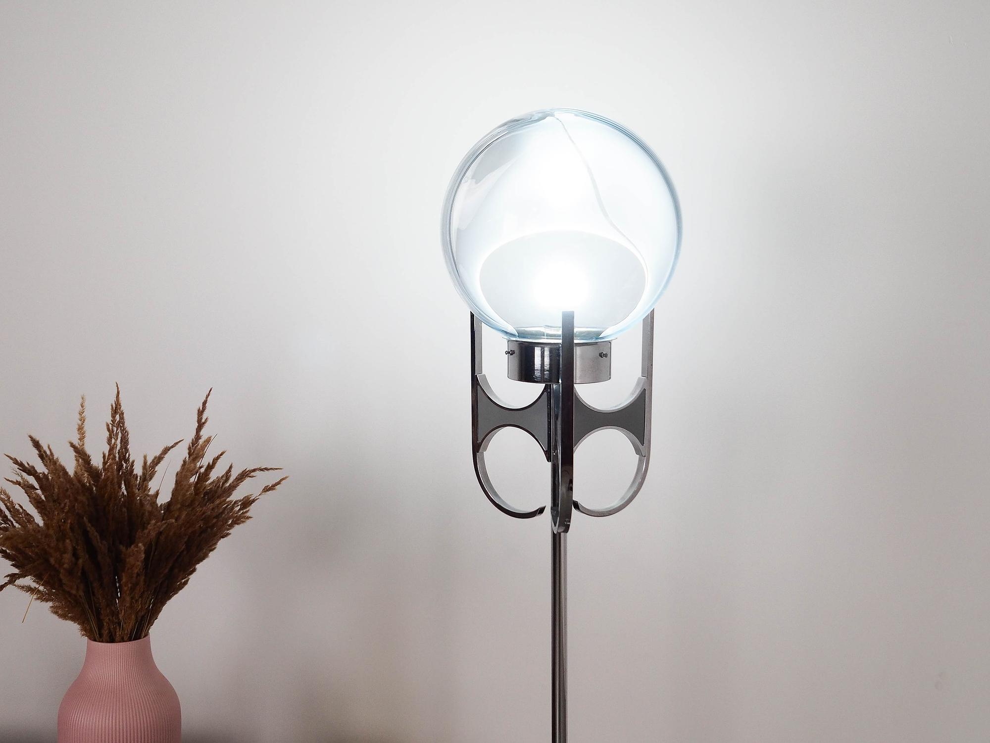 Standing lamp Murano glass Silver 1970s 3