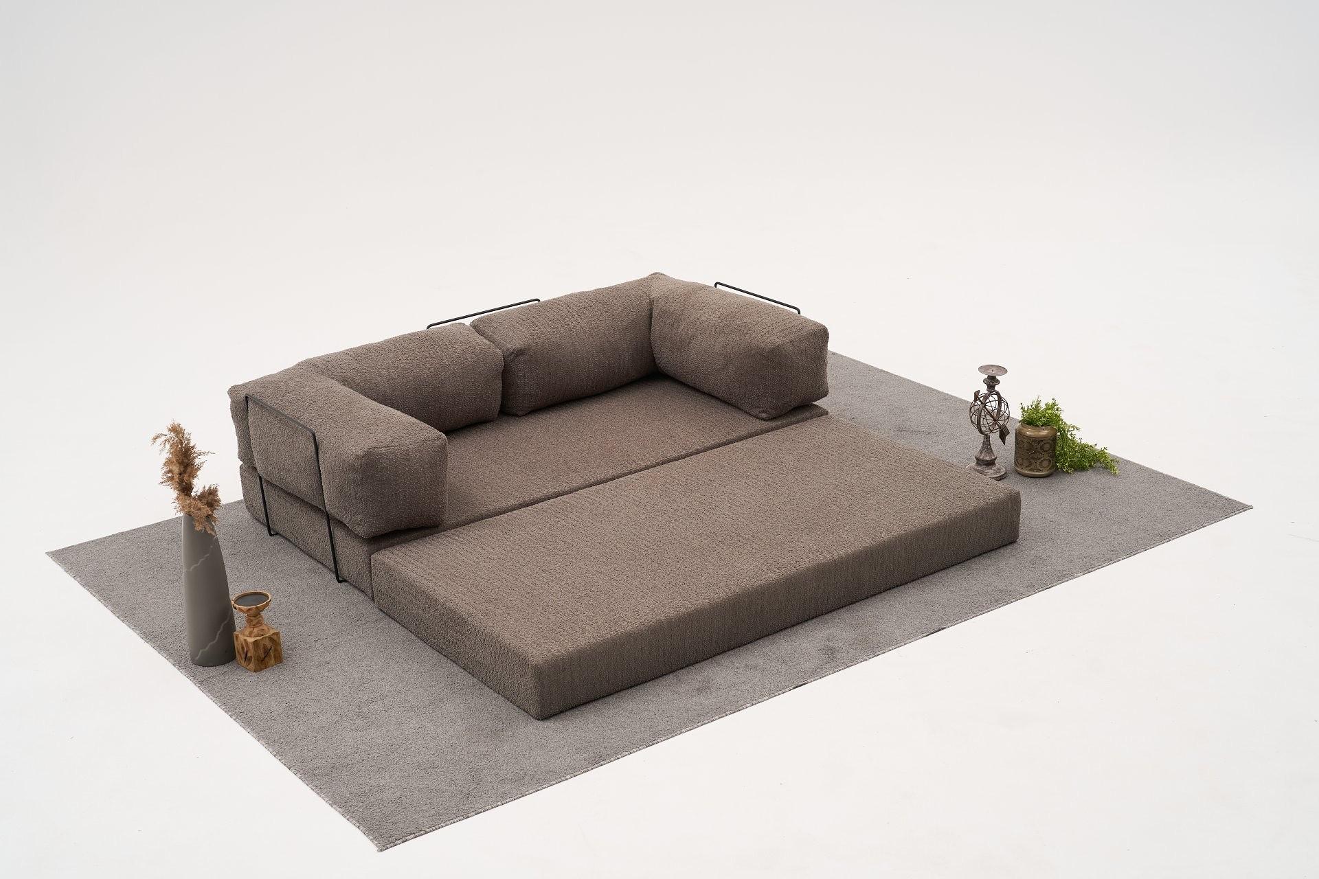 Comfort Schlafsofa 2-Sitzer mit Hocker Grau 2