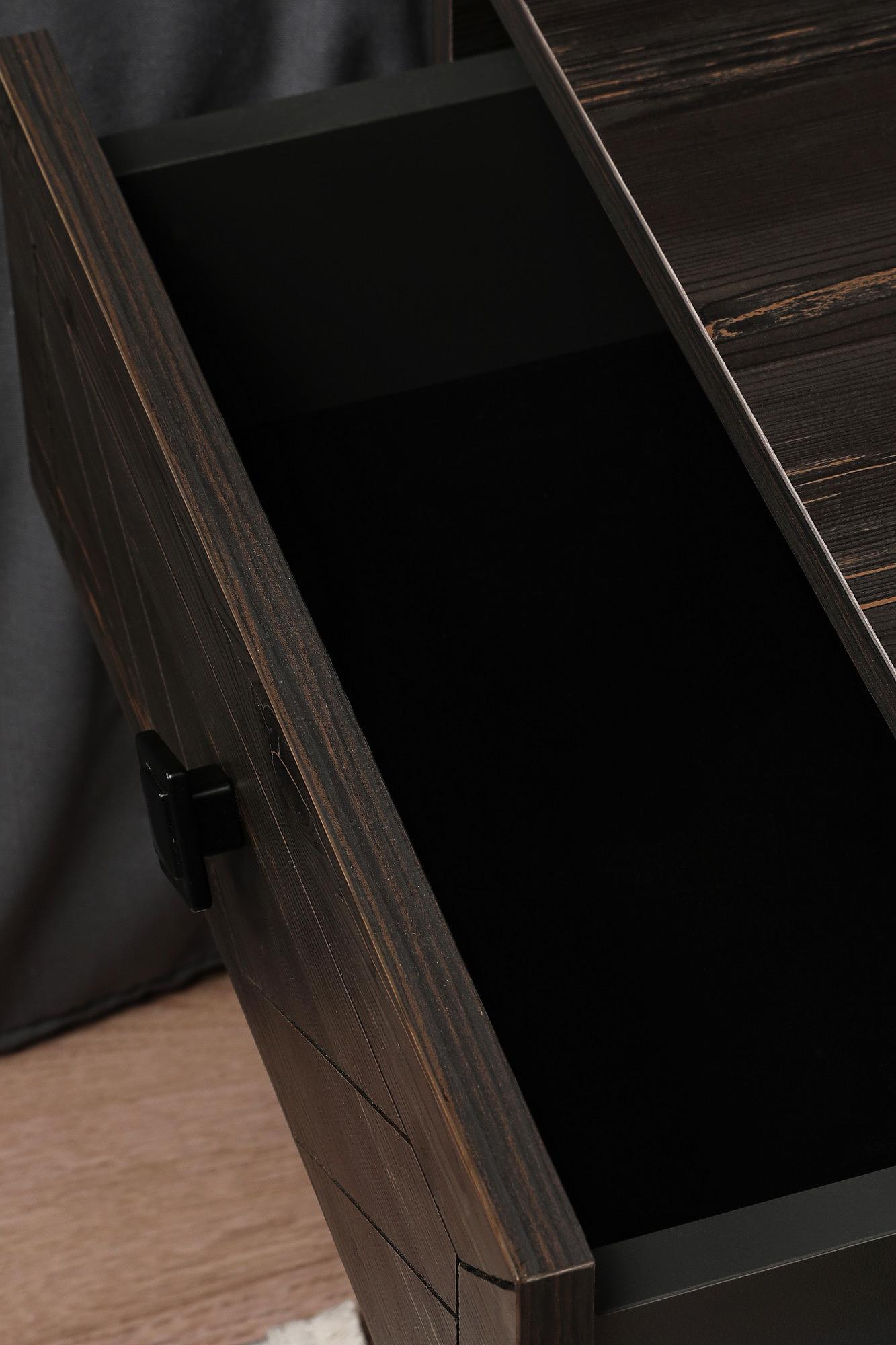 Luna Nightstand Wood Veneer Dark Brown 5