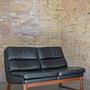 Sofagarnitur Leder Holz 3 teilig 3