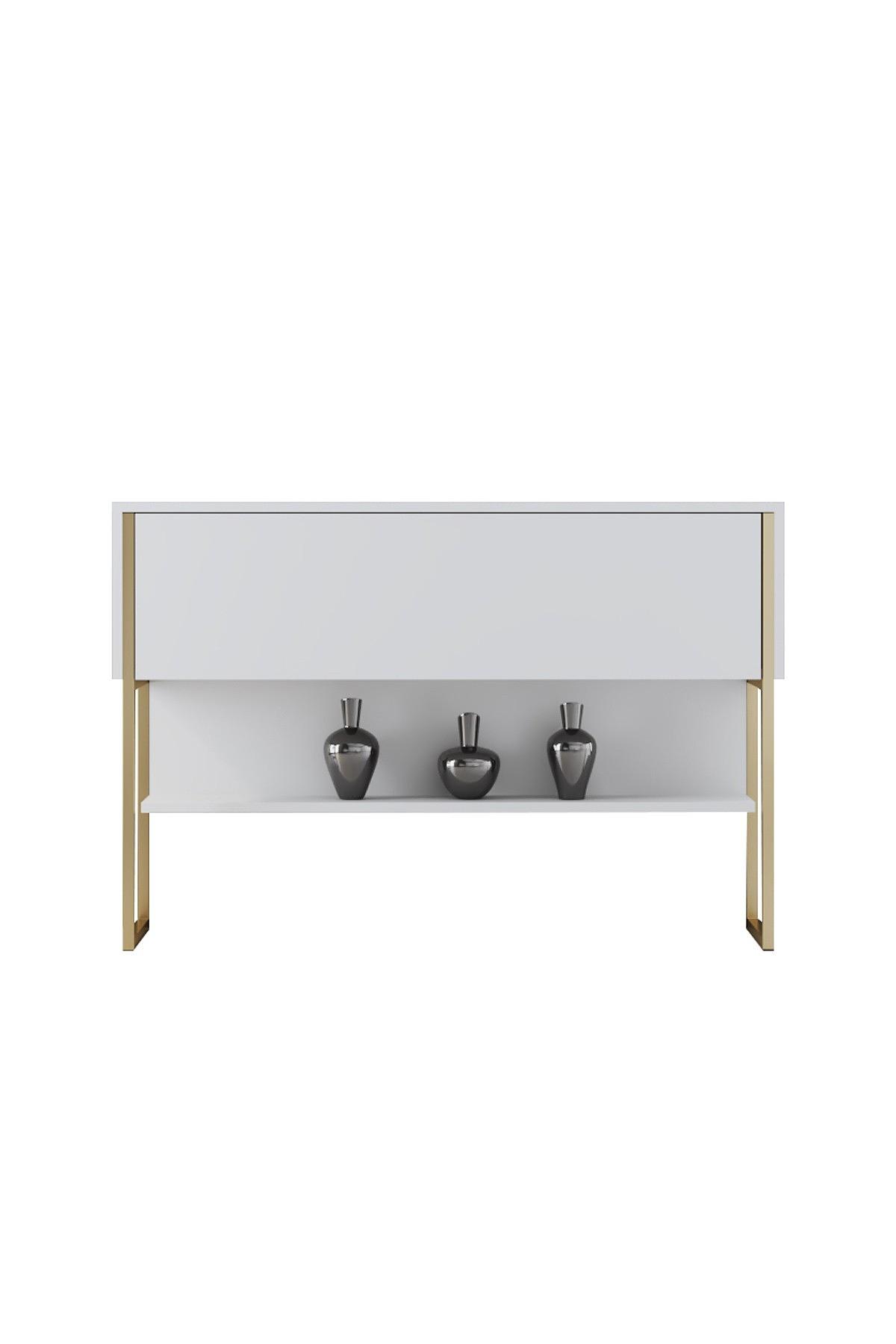 Luxe Sideboard Holz Gold Weiß 8