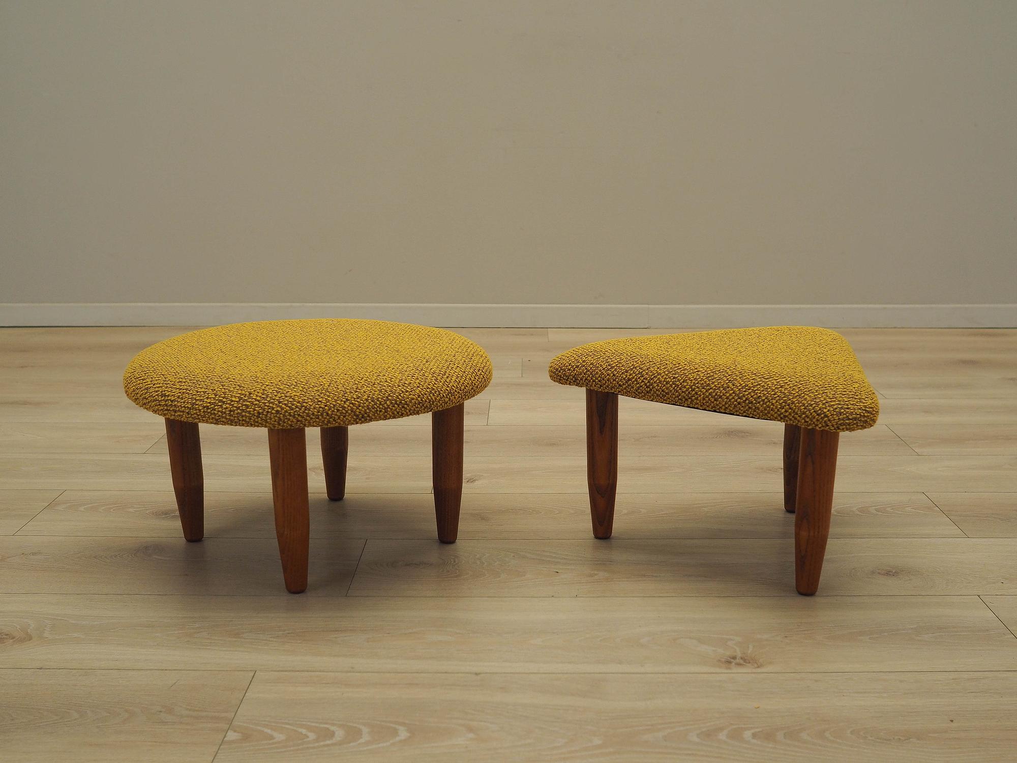 2-Teilig Hocker-Set Braun Senfgelb 1990er Jahre 2