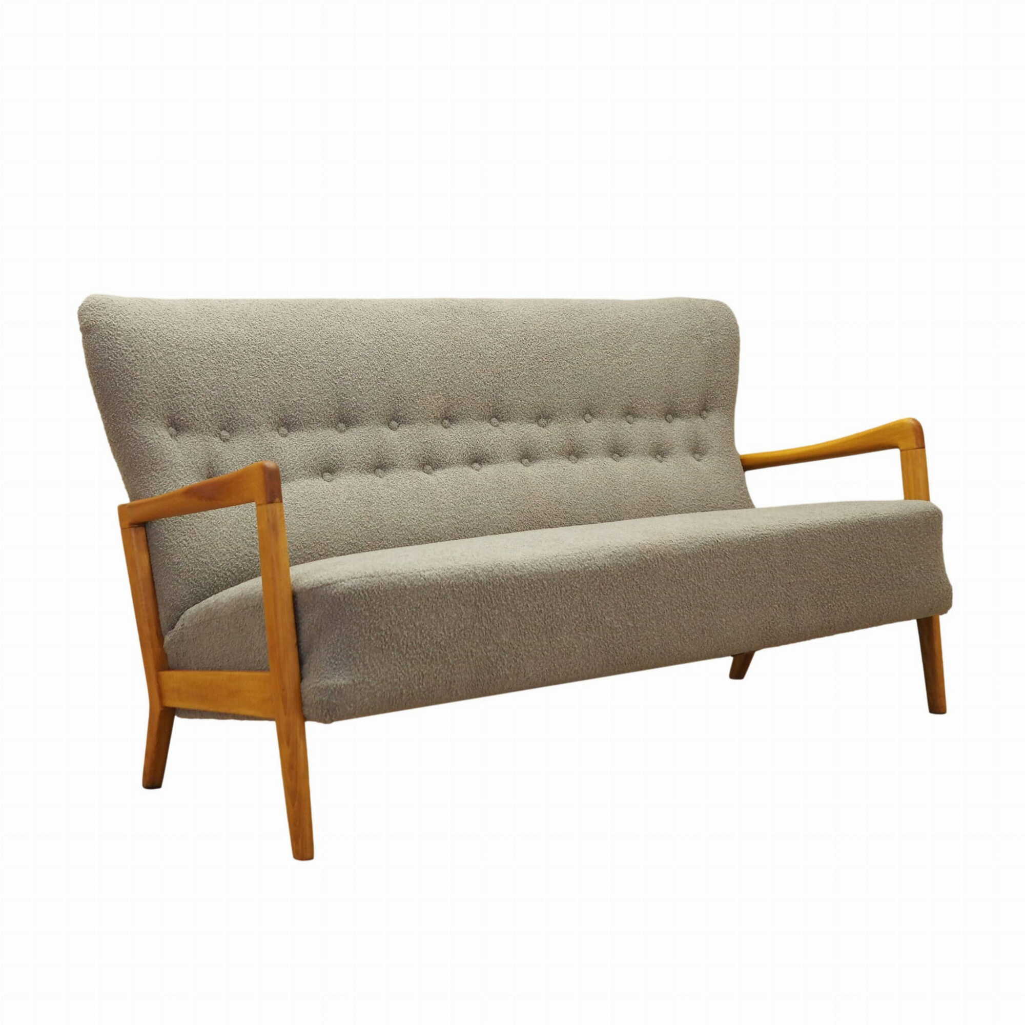 Vintage Sofa Beech wood Textile Grey 1960s 0