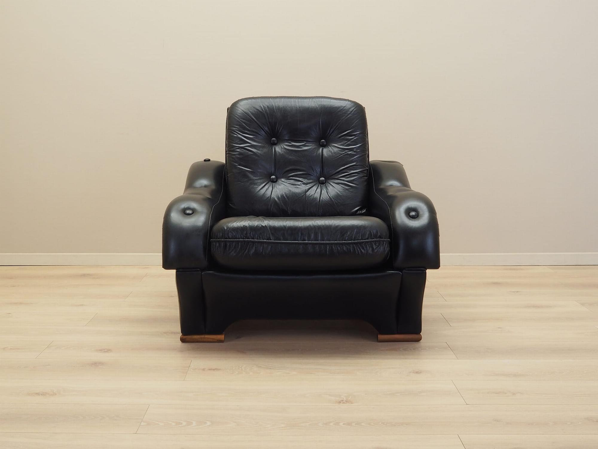 Armchair Faux Leather Black 1980s 4