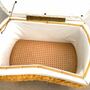 Vintage Hocker Plüsch Kunstleder Beige 1950er Jahre 2