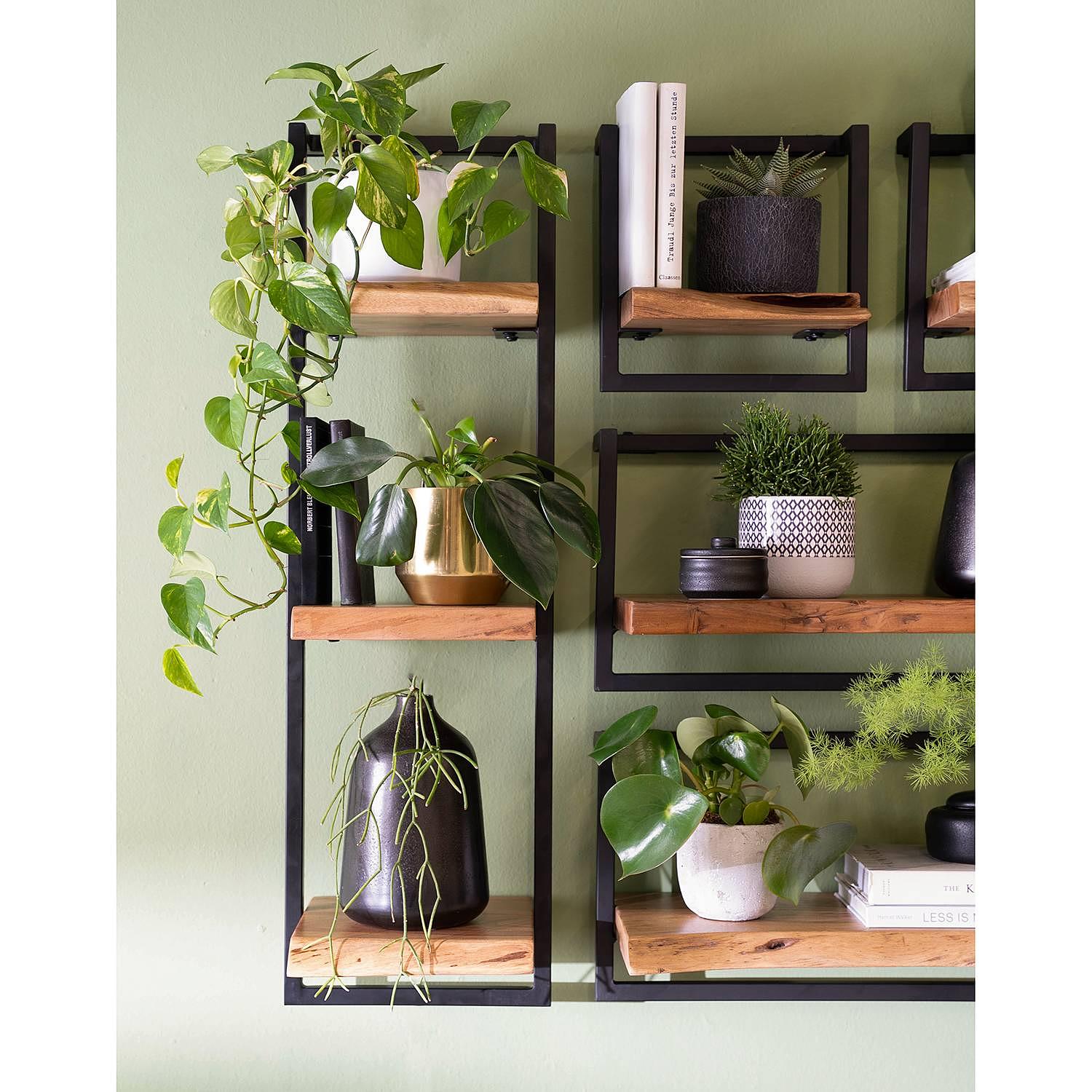 Scaffale a parete Kaawo II Metallo Acacia Nero 3