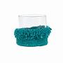 Windlicht XL Glas Baumwolle Blau 0