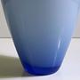 Vintage Vase Frosted Glass Opalina Filigrana Blue 1970s 4