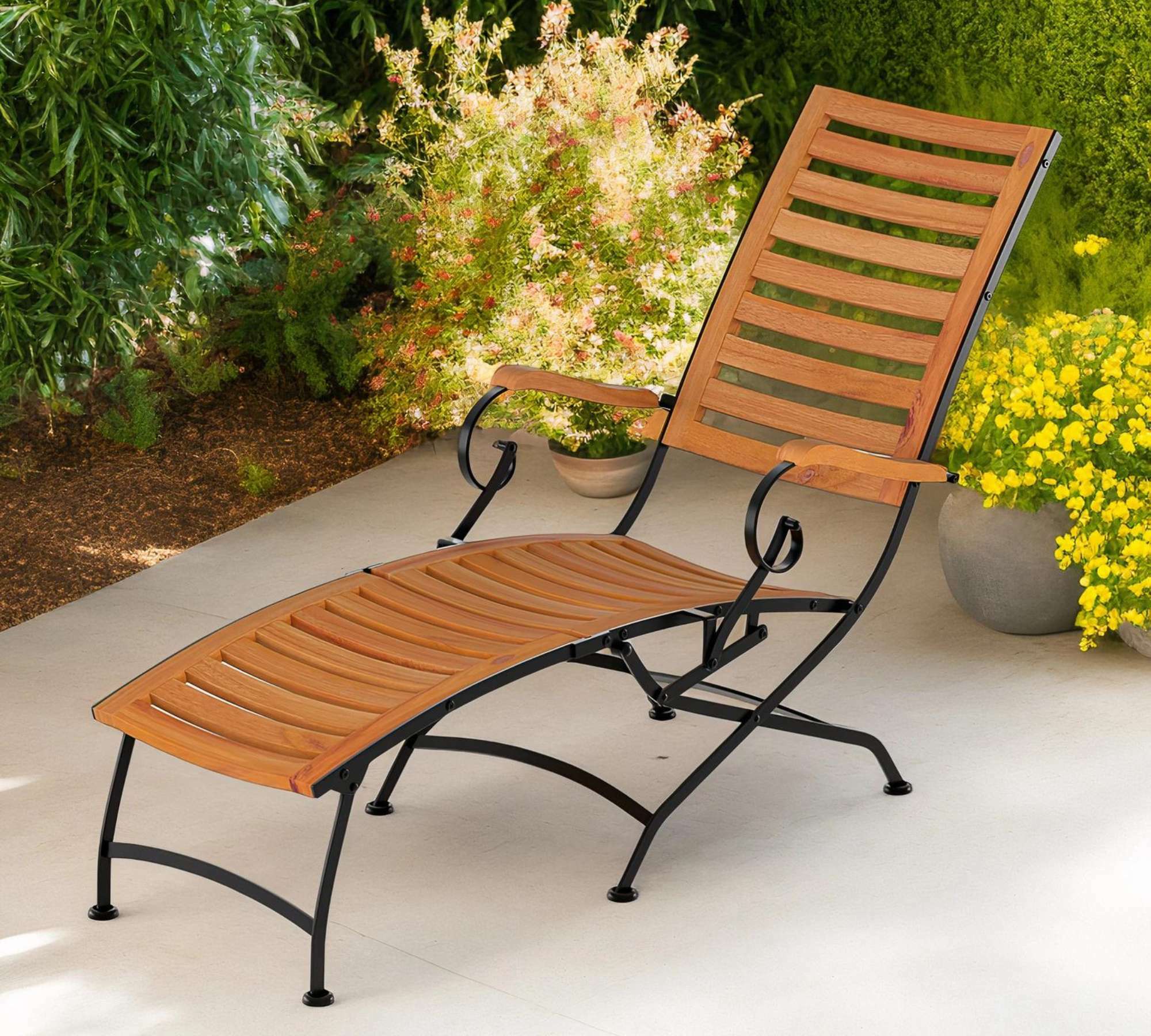 Gartenliege Holz Metall Braun 0
