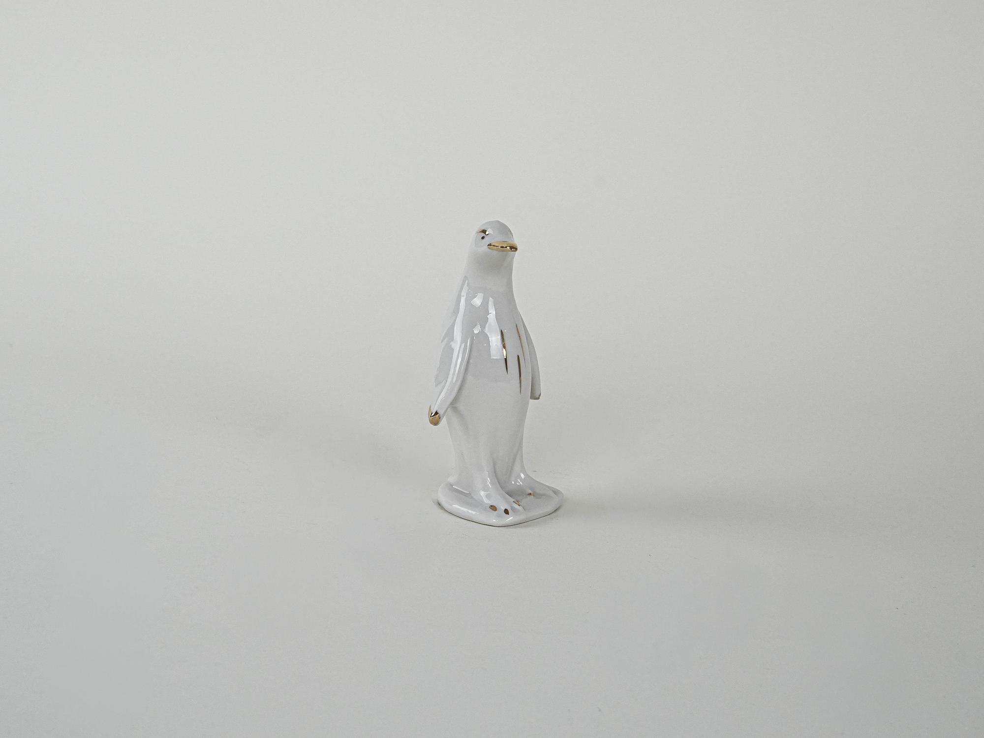 Porcelain Penguin Figurine White 1970s 2