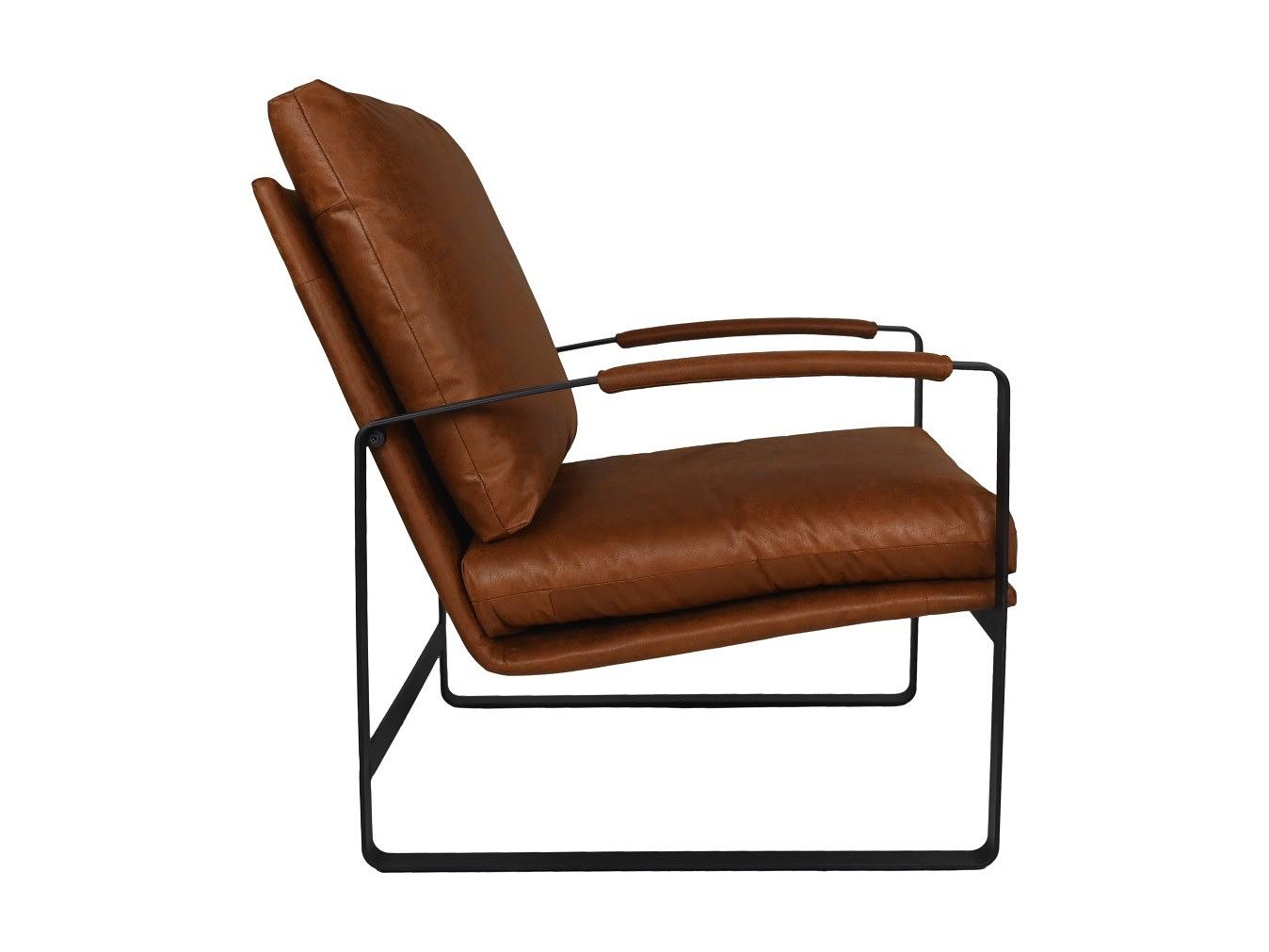 Miami Sessel Leder Metall Braun 2
