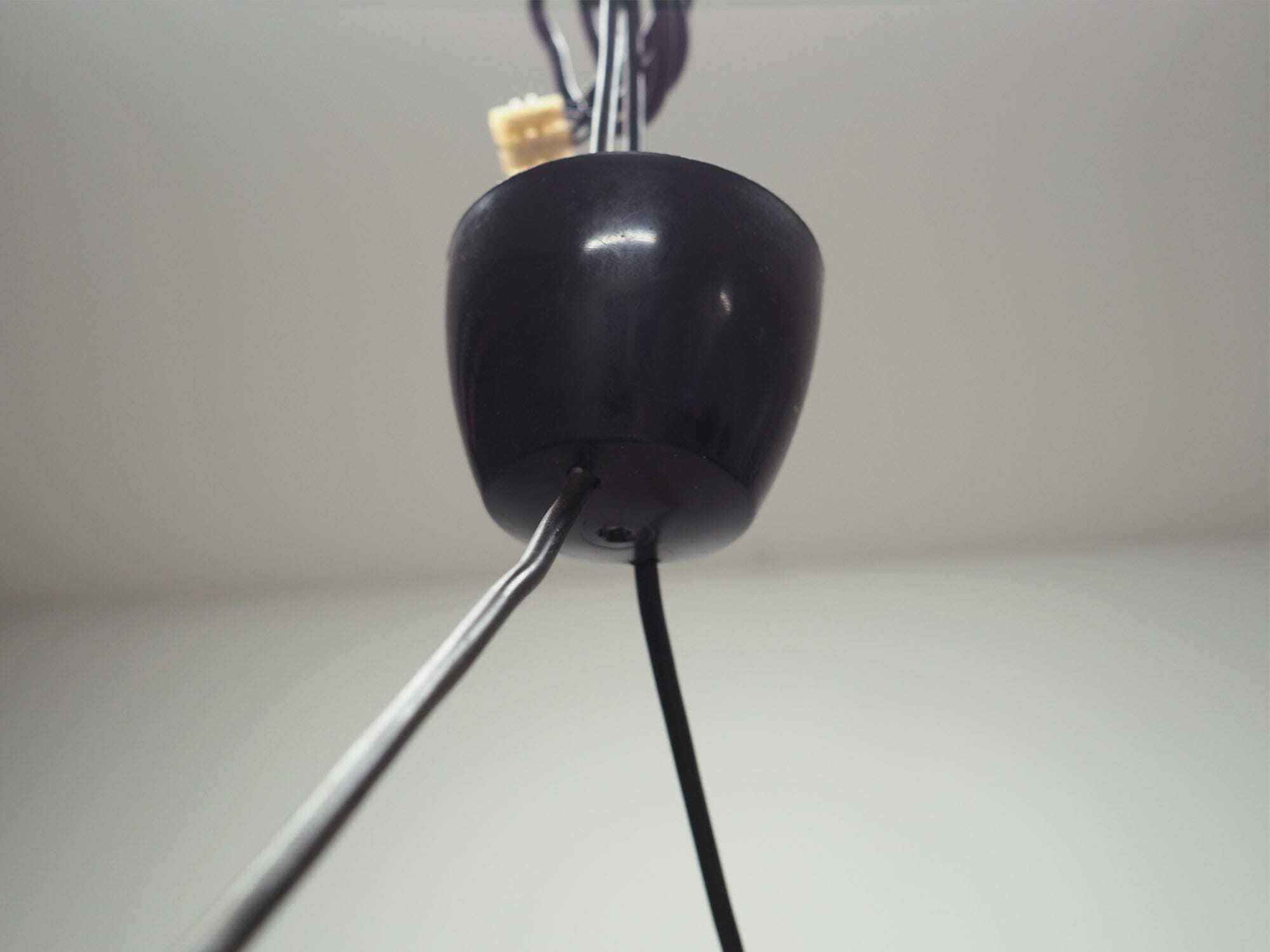 Vintage pendant lamp glass wood brown 1970s 5