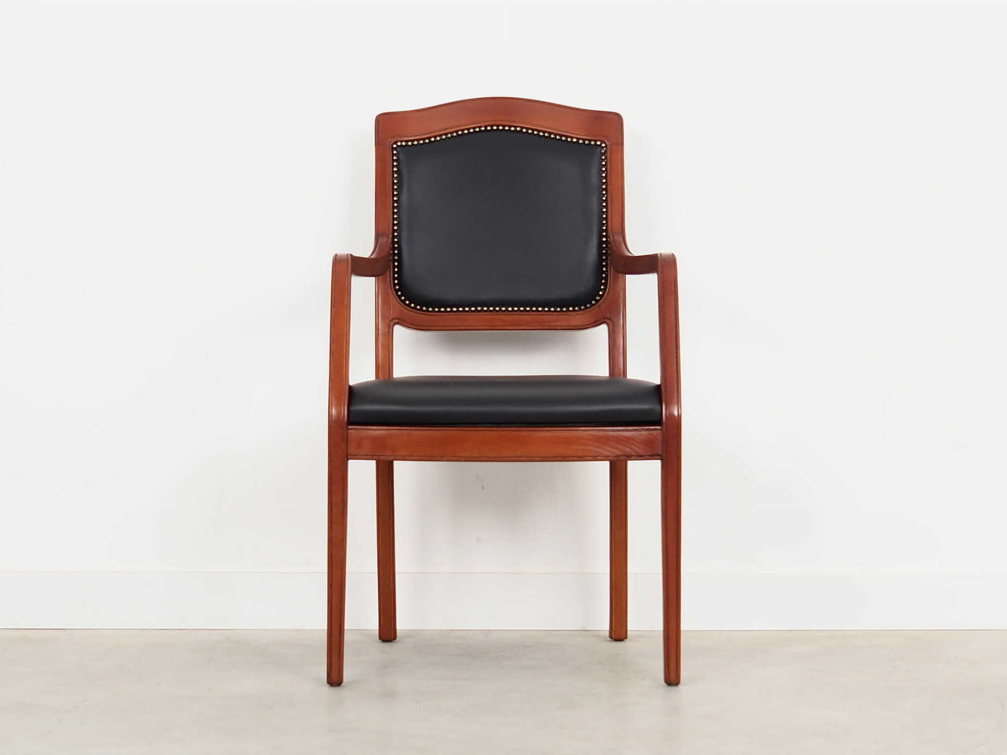 Chair Wood Leather Black 1970s 1