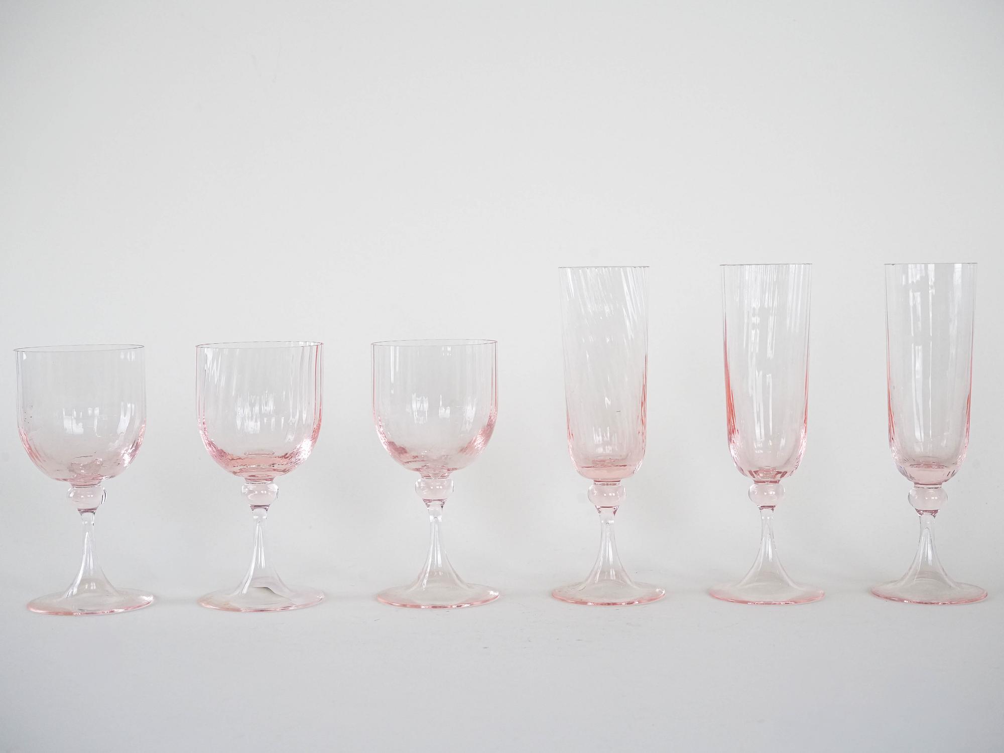 Glass Set Pink 1970s 3