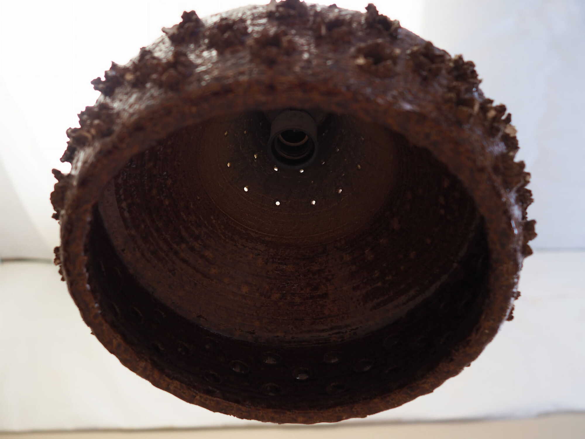 Vintage pendant lamp ceramic brown 1960s 6