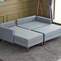 Bella Sofa Récamiere Links mit Hocker Blau 4