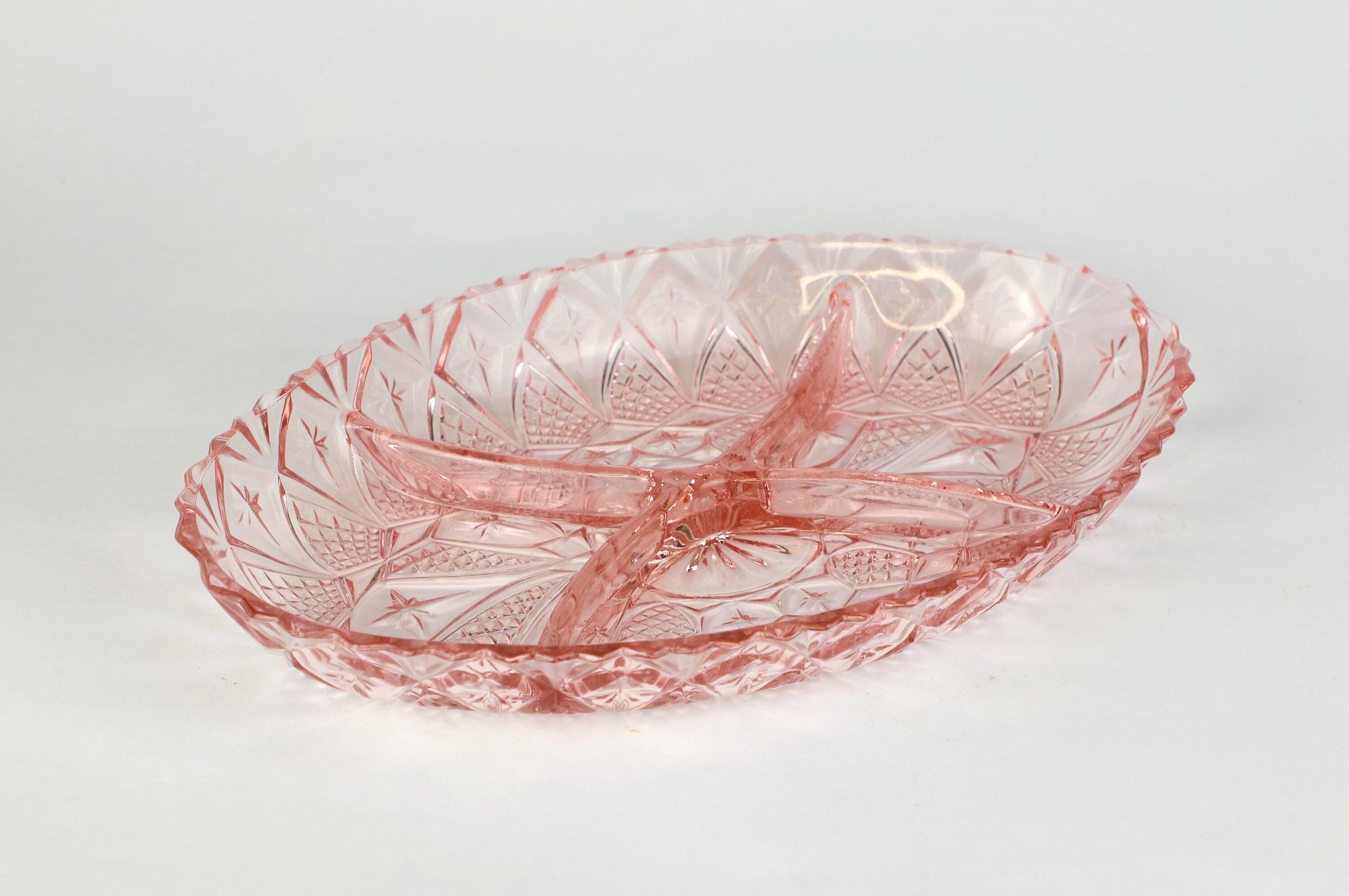 Vintage Art Deco Plate Pressed Glass 1930s 4