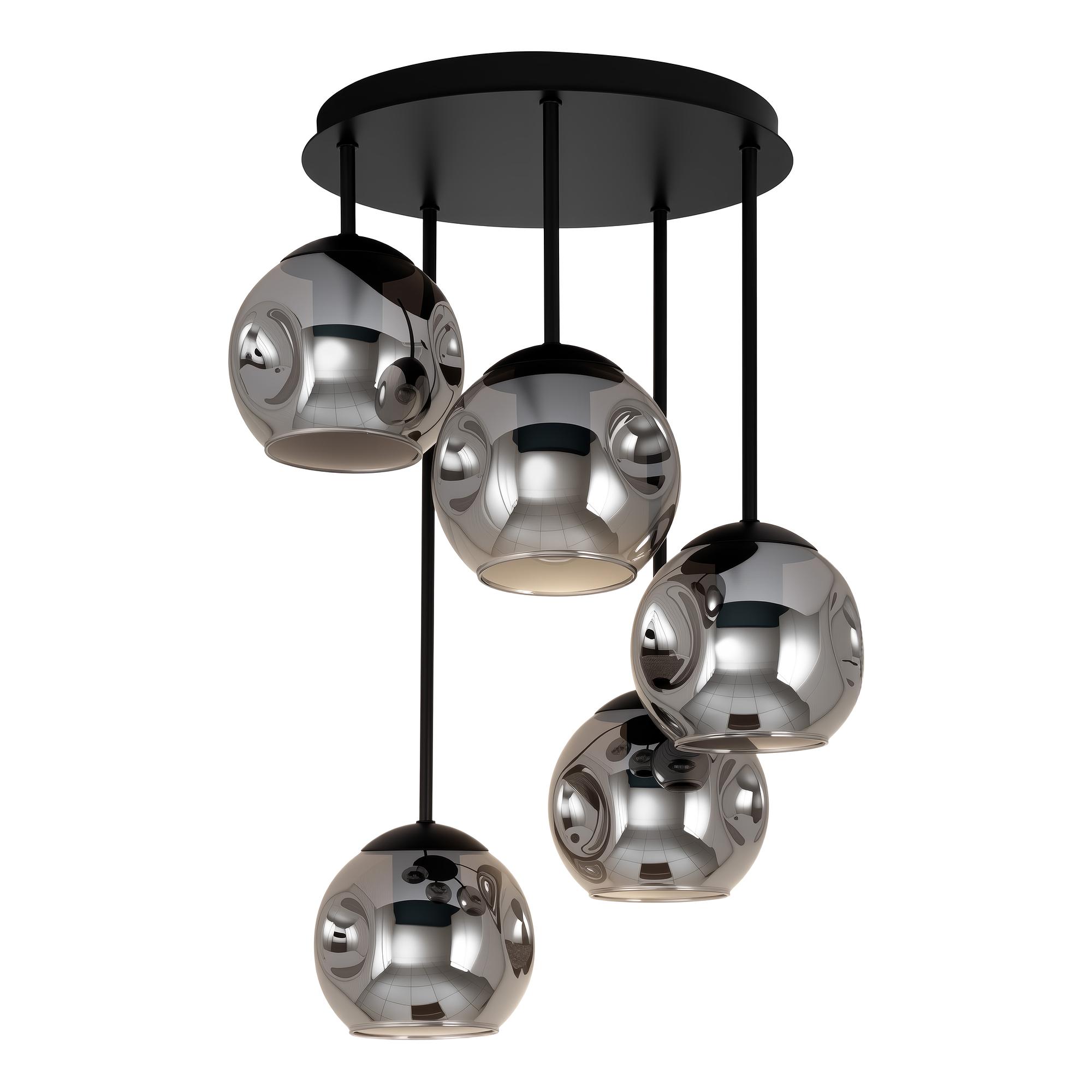 5-Flammig Ardeno Deckenleuchte Gusseisen Rauchglas Schwarz 4