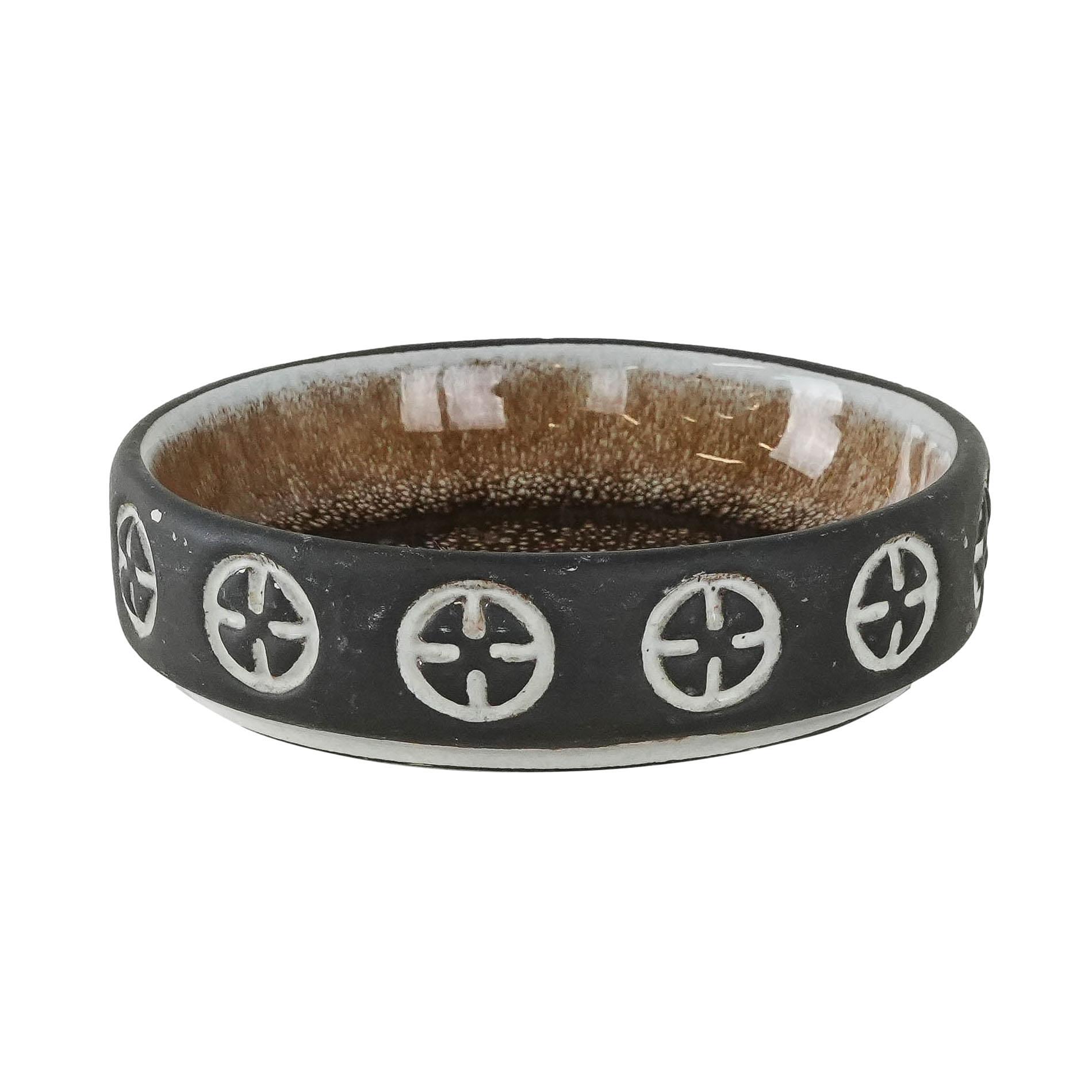 Keramikschale Braun Weiß 1960er Jahre 0