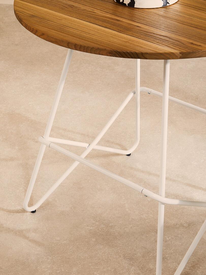 District Chrom Metall und Elm Holz Tisch
 3