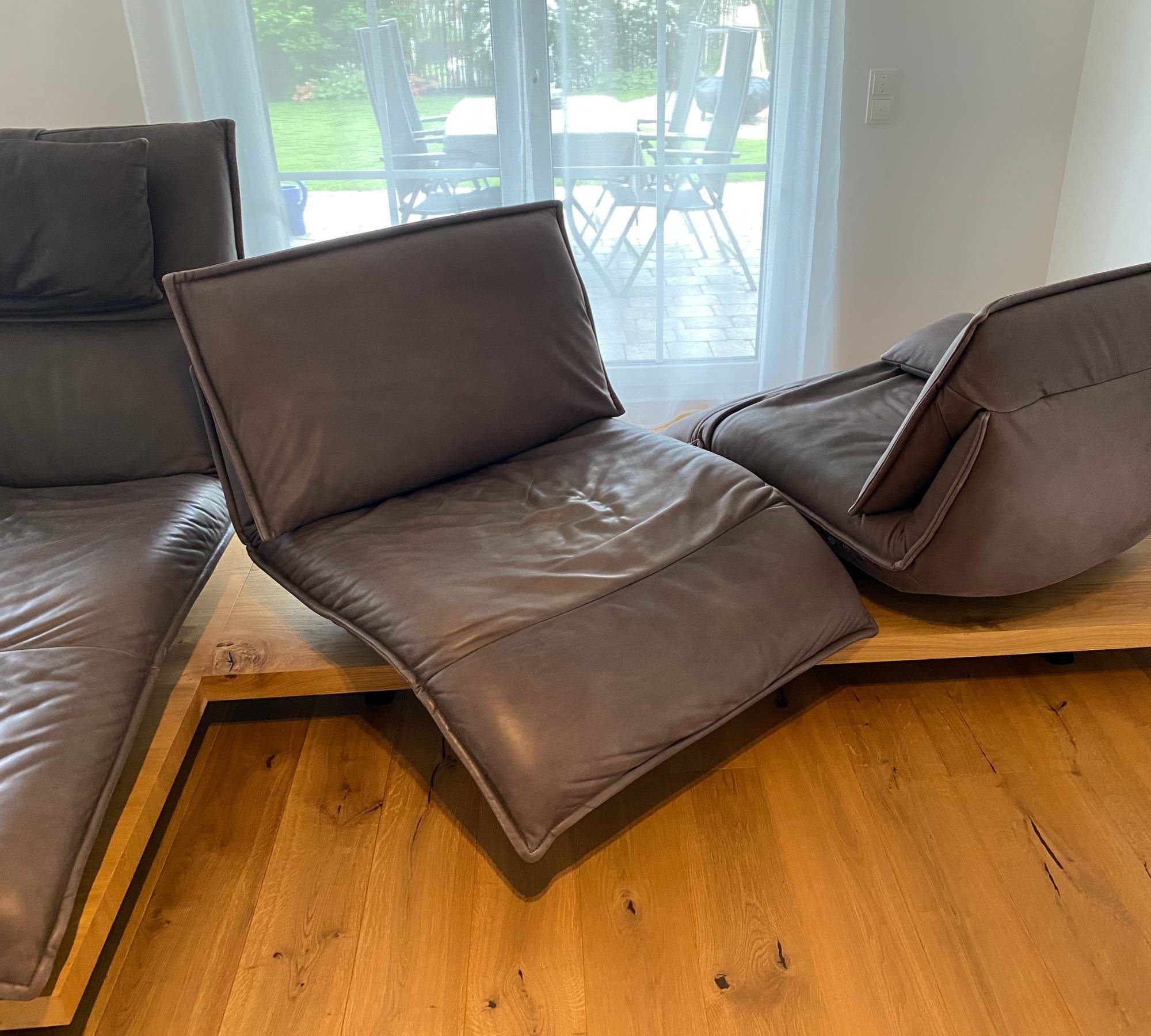 Edit Free Motion Sofa 3-Sitzer Leder Holz Braun 4