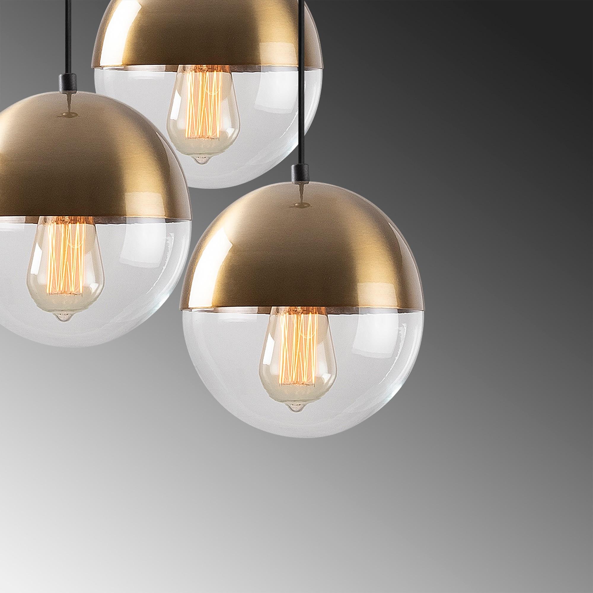 3-Flammig Bastos Hängelampe Metall Glas Gold 7