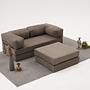 Comfort Schlafsofa 2-Sitzer mit Hocker Grau 1