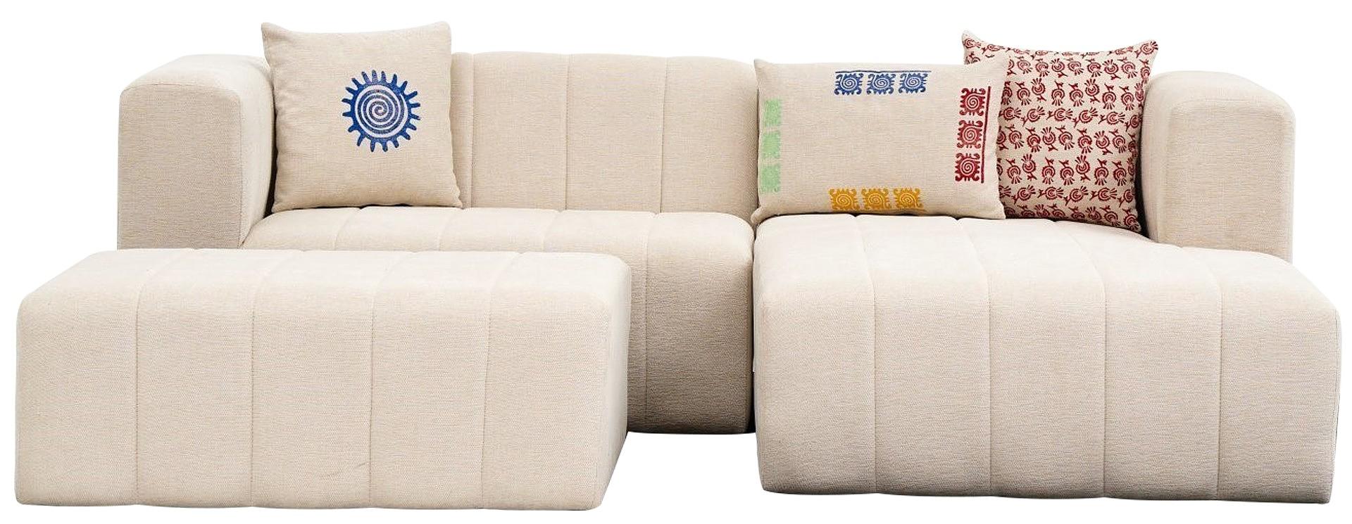 Beyza Sofa Récamiere Rechts mit Hocker Creme 8