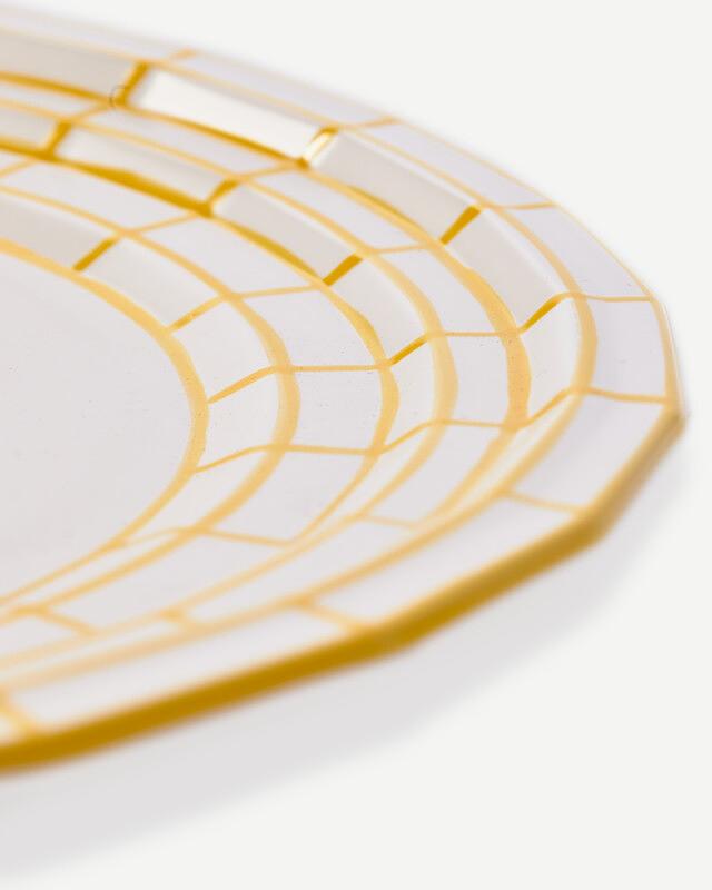 2x Digi Plate Porcelain White Yellow 4