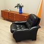 Armchair Faux Leather Black 1980s 3