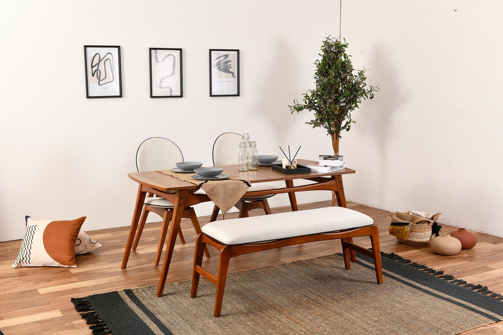 Touch Set tavolo da pranzo 4 pz. pelle nubuck crema 0