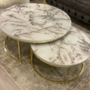 2x Couchtisch Marmoroptik Gold 1