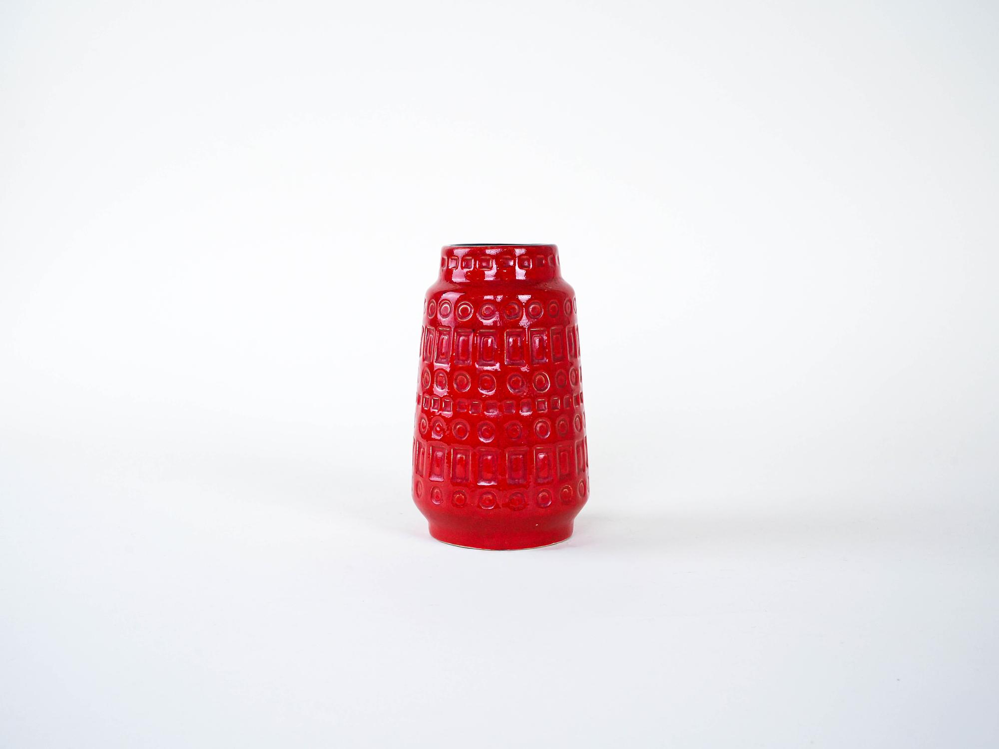 Keramikvase 1960er Jahre Rot 1
