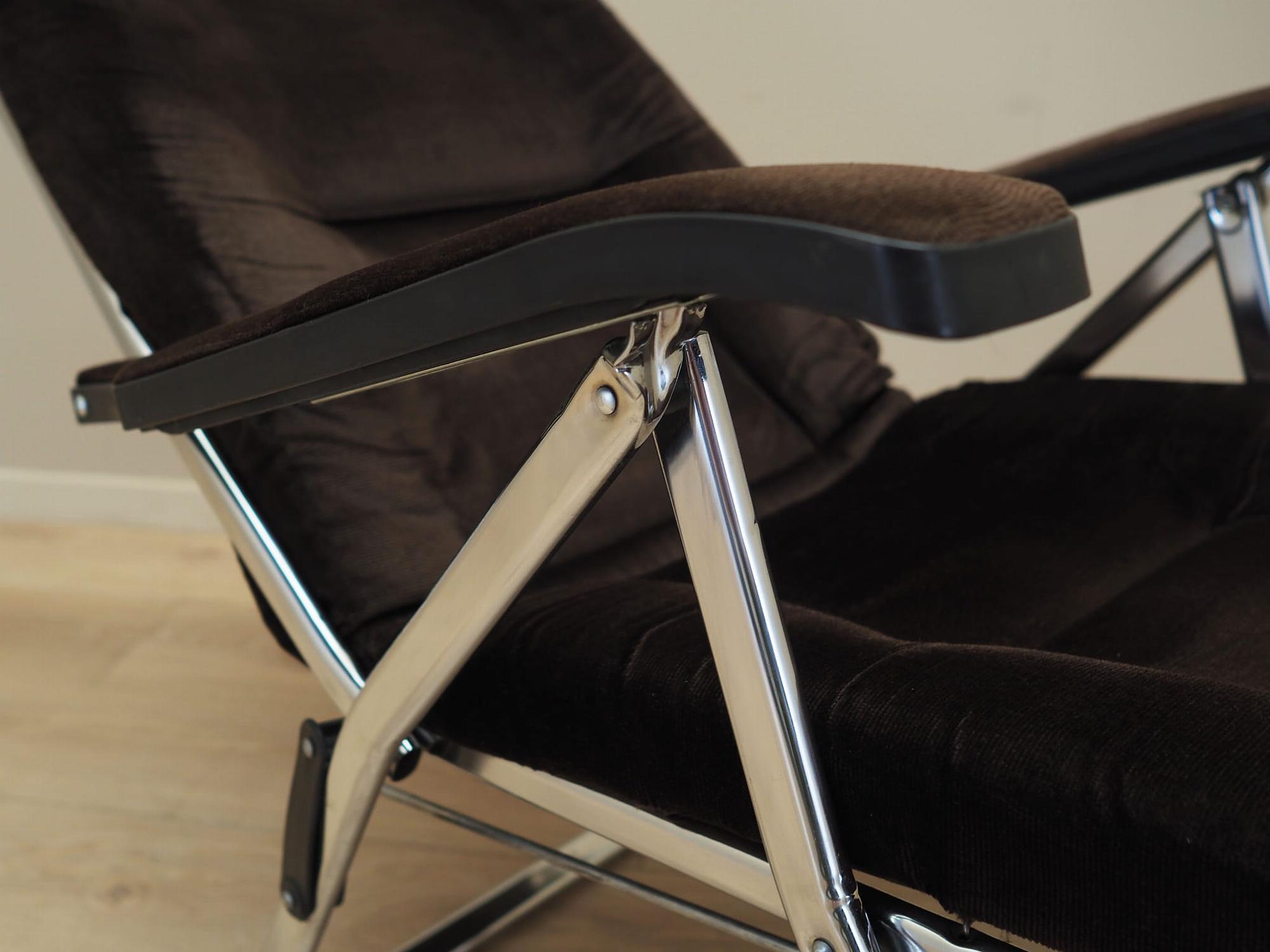 Vintage Sessel Samt Metall Braun 1970er Jahre 10