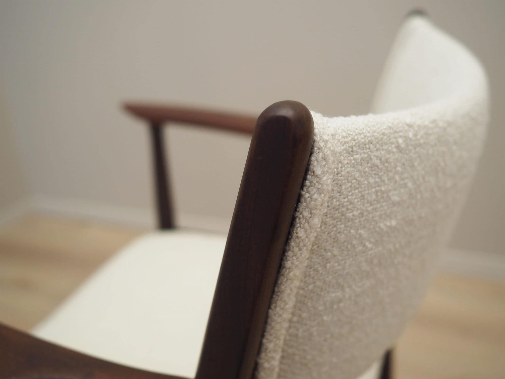Vintage armchair Teak wood Textile Cream 1960s 14