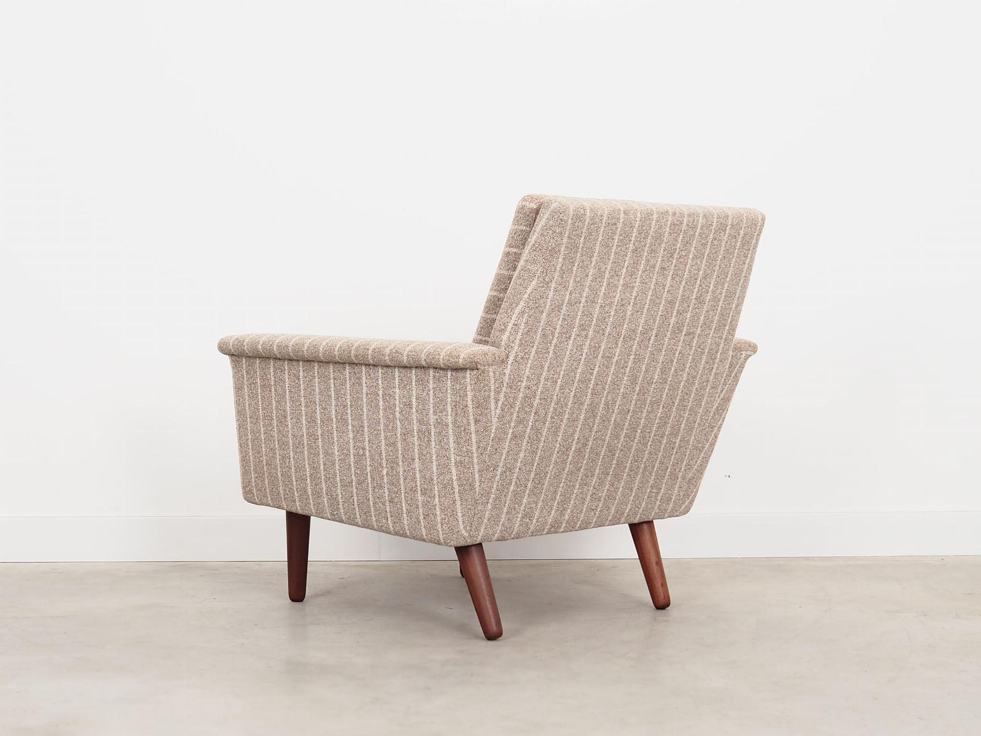 Vintage Chair Teak Wood Textile Grey 1970s 10