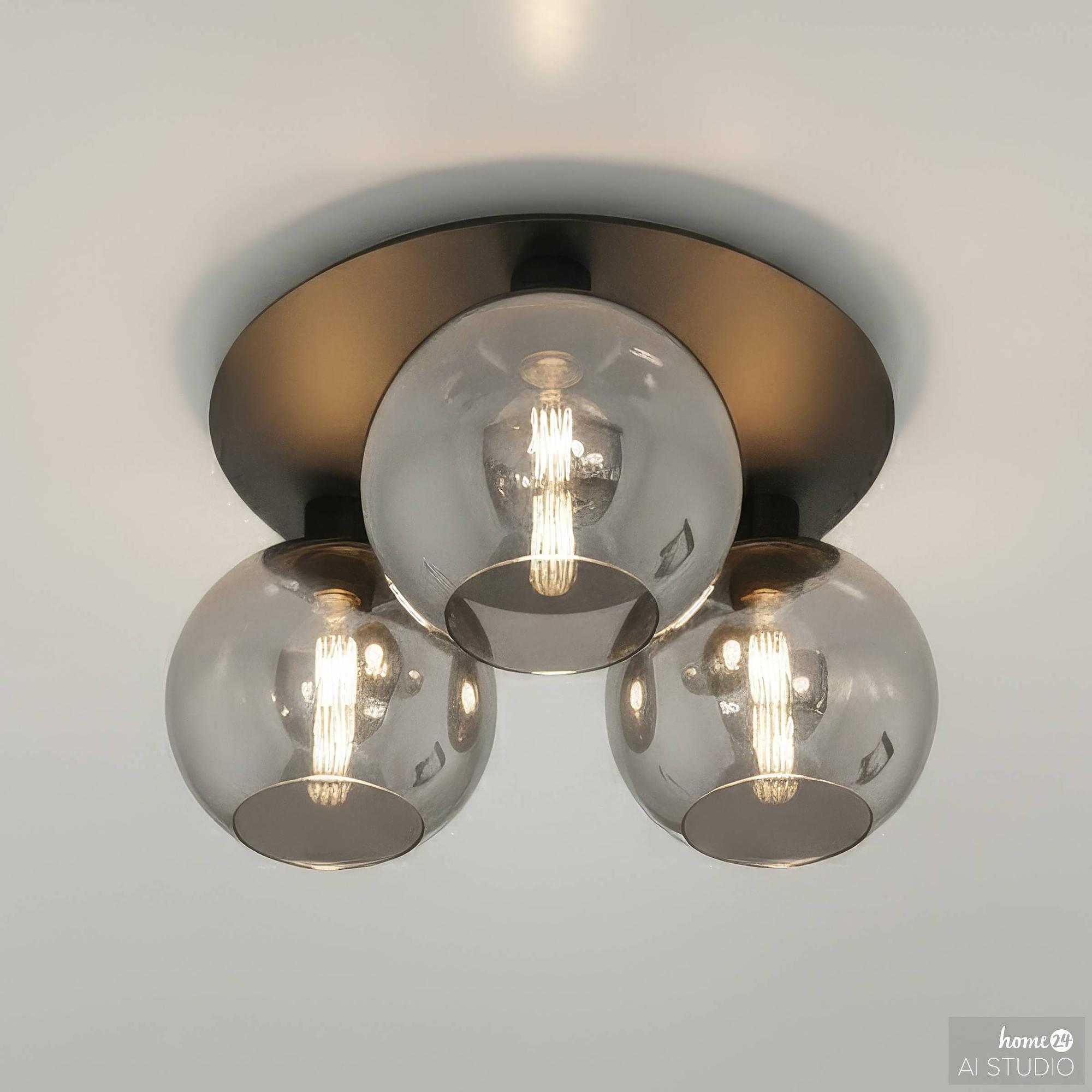 3-Flammig Entea Deckenleuchte Glas Eisen 0