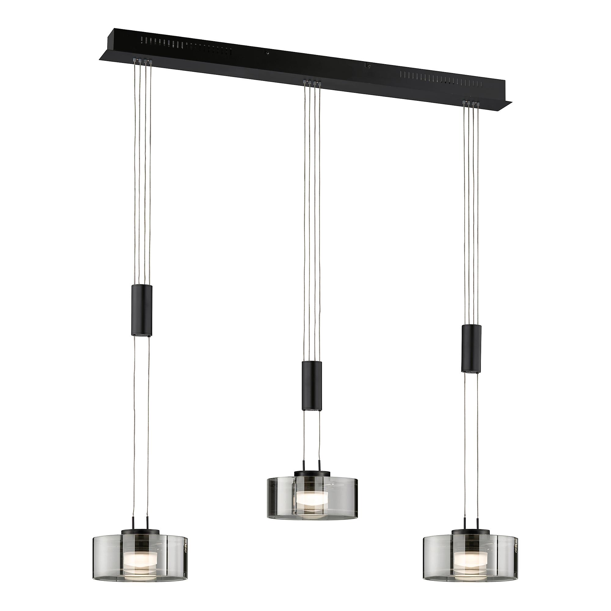 LED-Pendelleuchte Lavin Eisen Rauchglas Schwarz 4