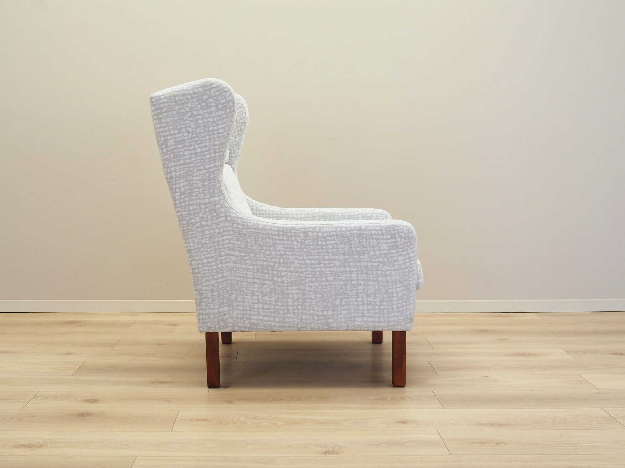 Vintage armchair textile wood grey 1960s 7