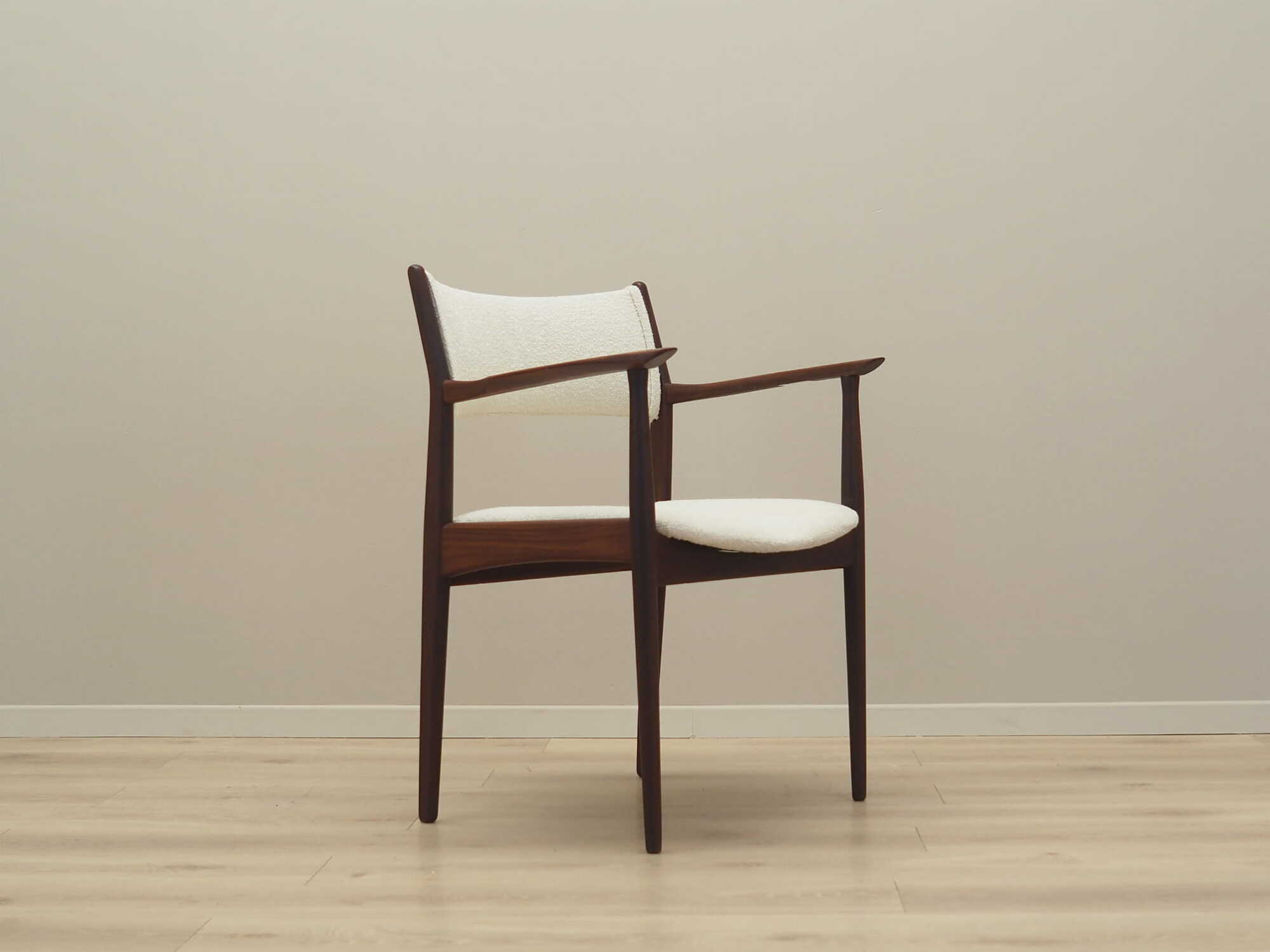 Vintage armchair Teak wood Textile Cream 1960s 7