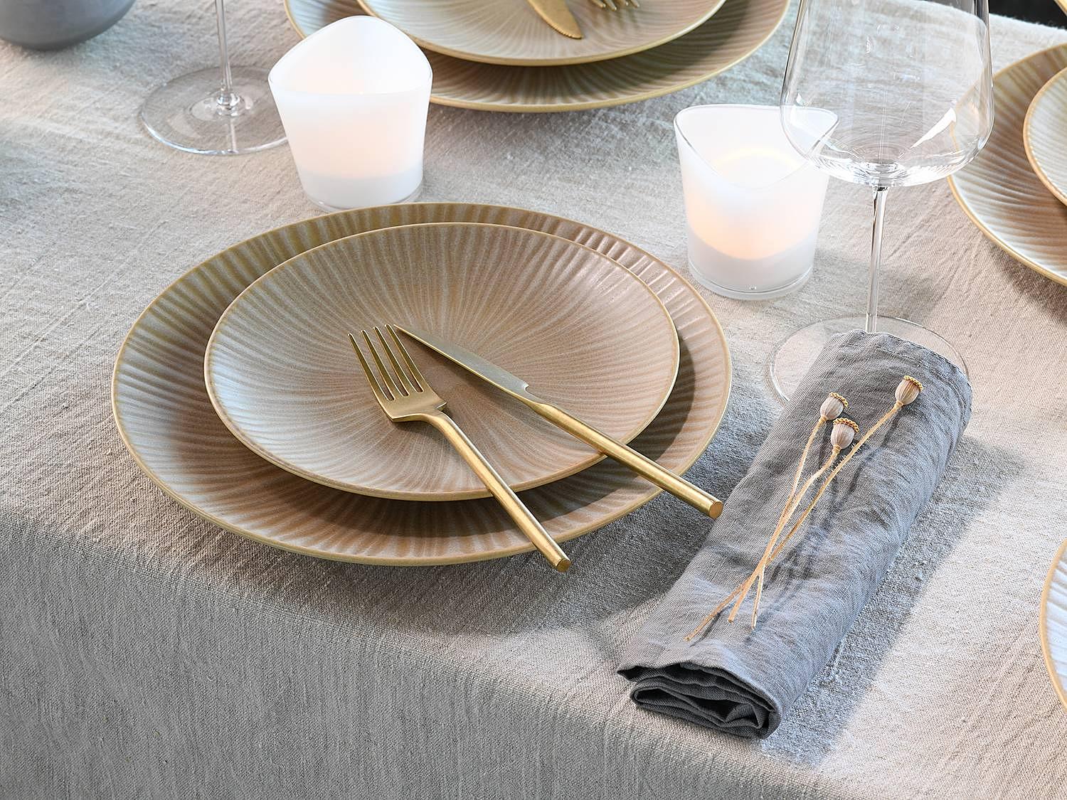 12-Piece Vesuvio Dinner Service Stoneware Cream 3