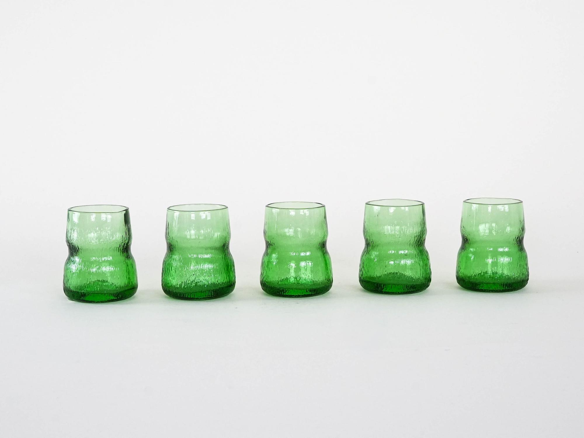 Glass Set Green 1970s 2