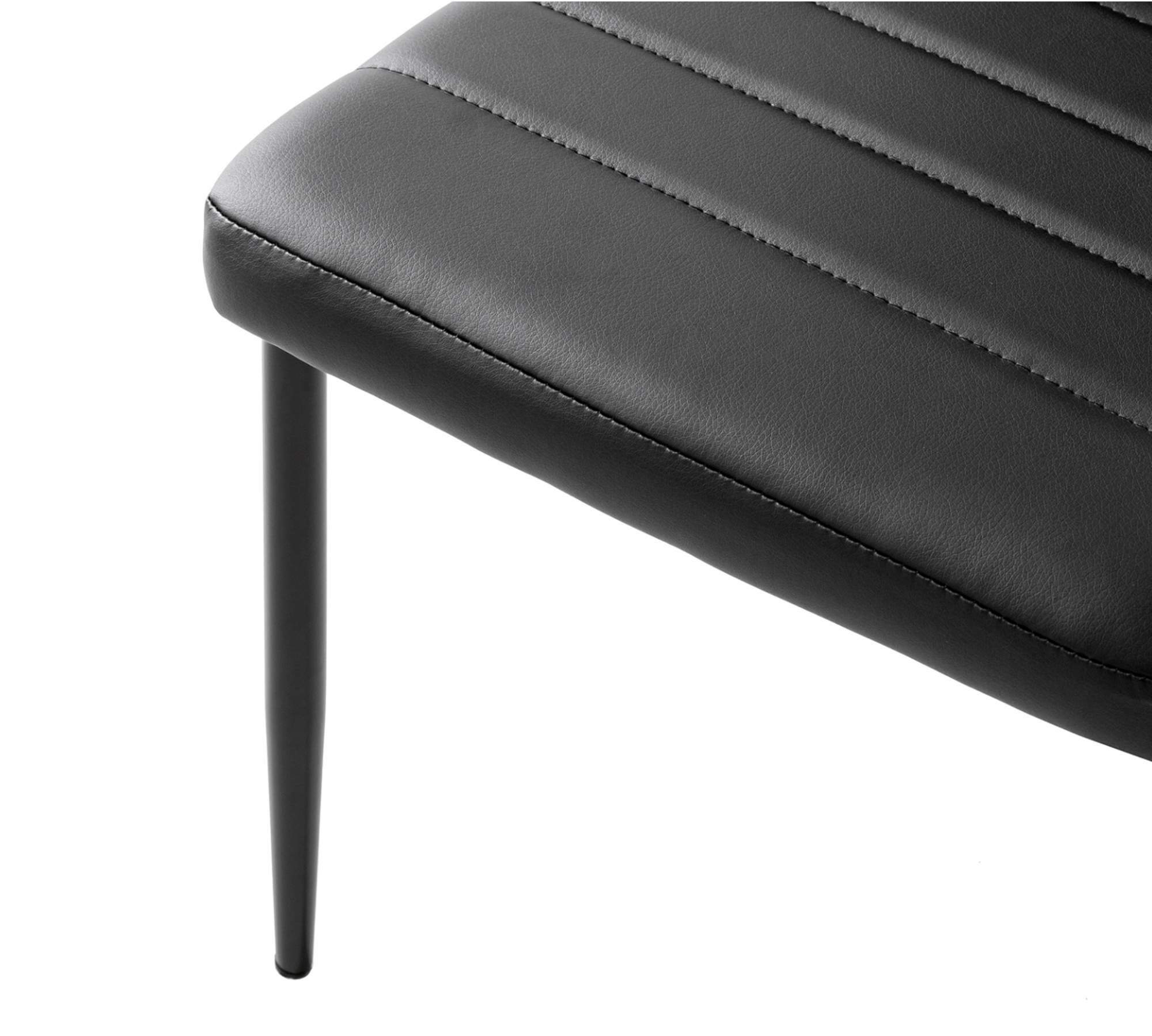 2x Esszimmerstuhl Kunstleder Schwarz 4