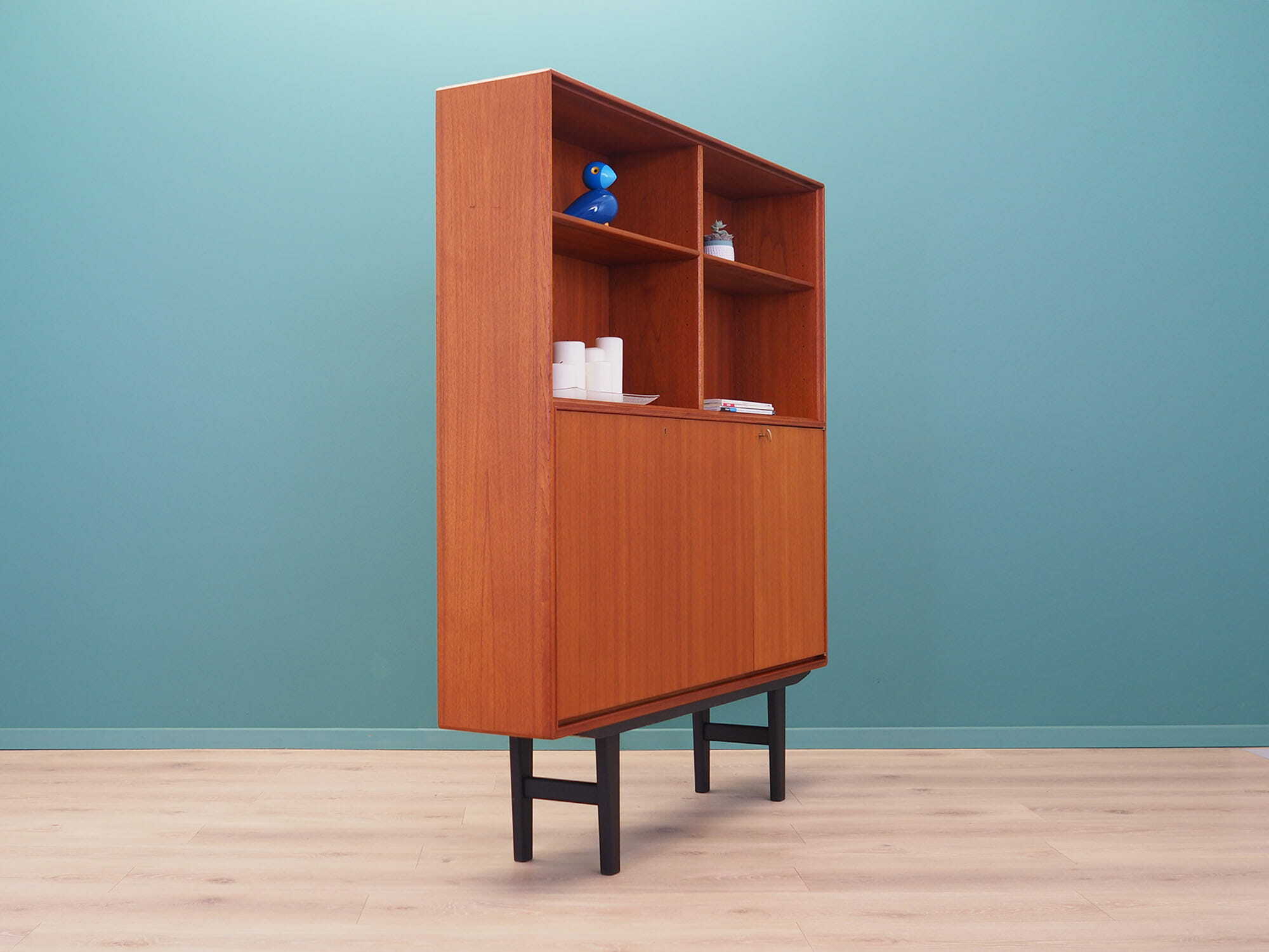 Vintage Bücherregal Teakholz Braun 1960er Jahre 7