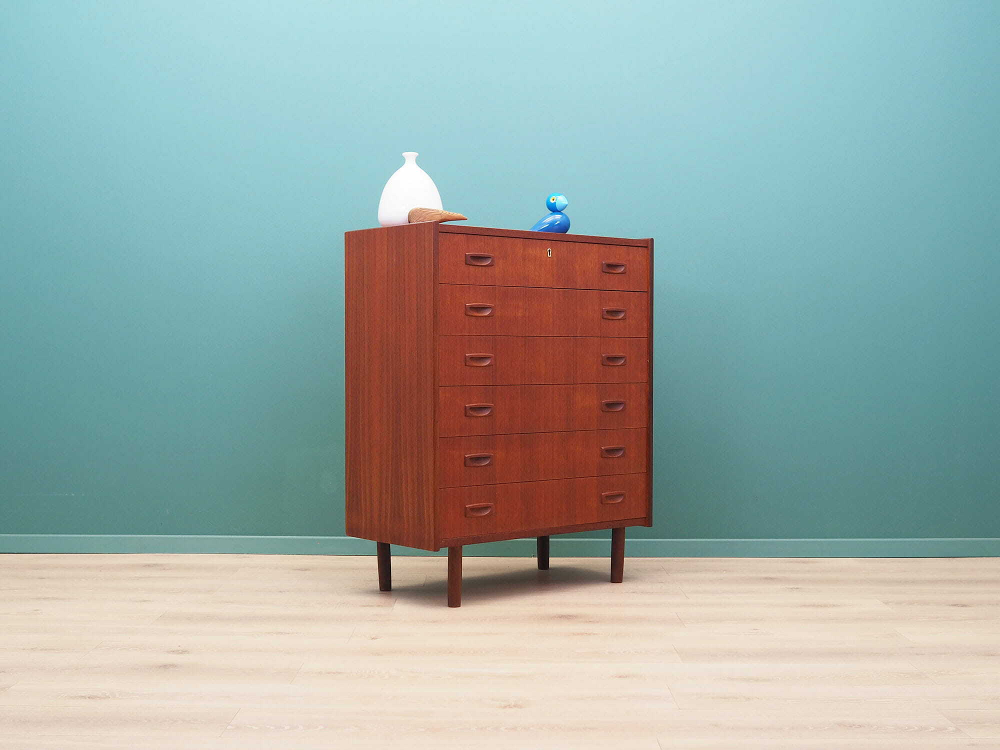 Vintage chest of drawers Teak wood Brown 1970s 4