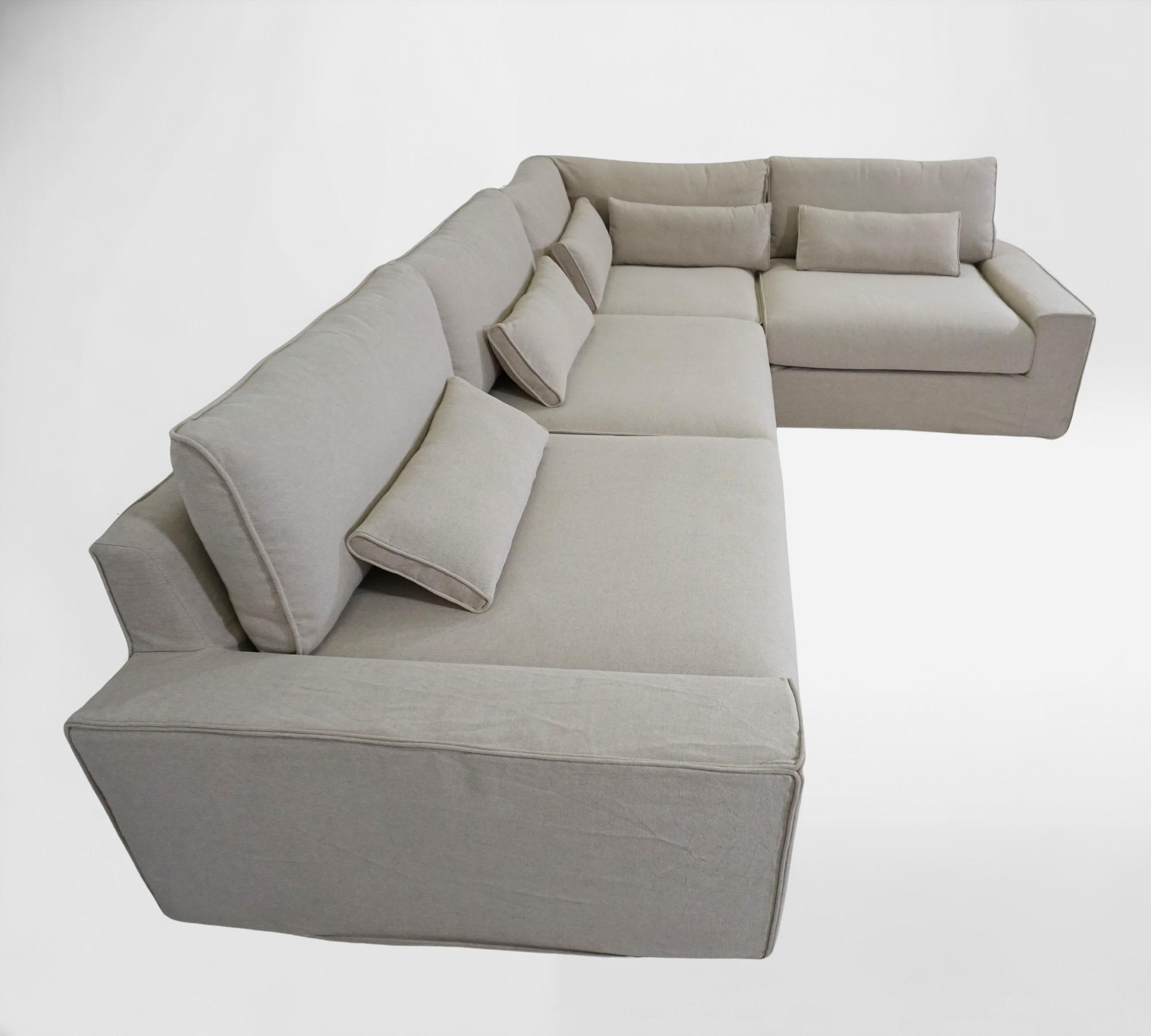 Trent 1-Sitzer & Eckmodul Baumwolle-Leinenstoff Creme 2